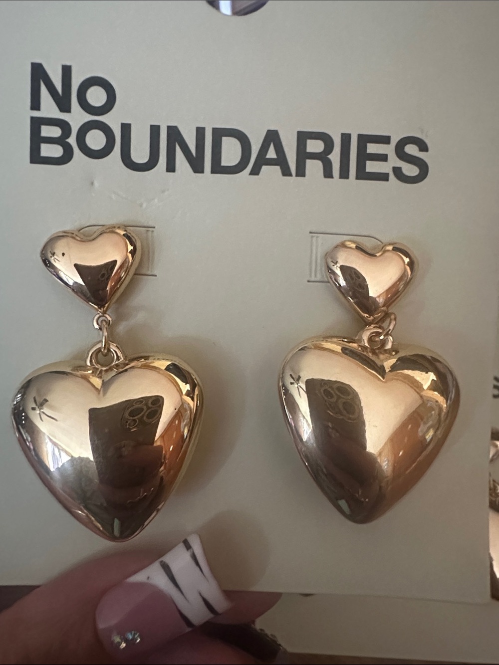 No Boundaries Rose Gold Puffy Heart Drop Earrings